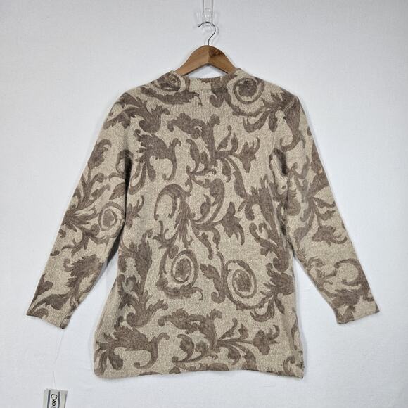VTG Croft & Barrow Silk Angora Rabbit Hair Sweater Sz M Beige Brown Baroque NEW - Picture 6 of 13